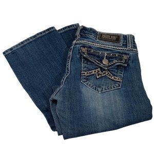 Miss Me Jeans Women's Size 27 Easy Boot Cut Buckle Stud Rhinestone Thick Stitch